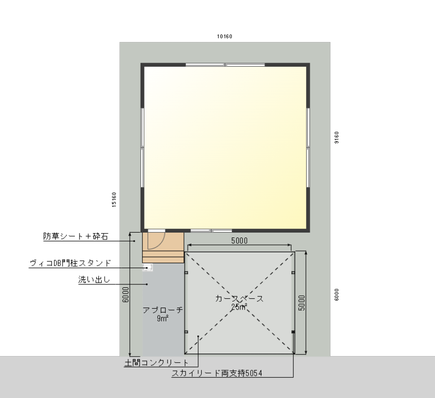 150万円外構プランの平面図